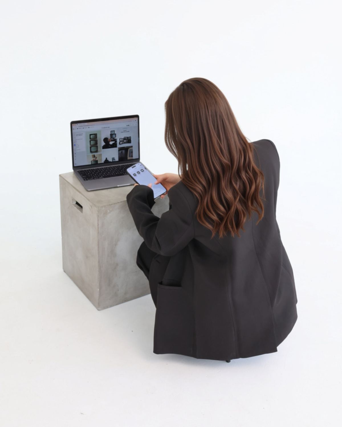 G reviewing content on a laptop